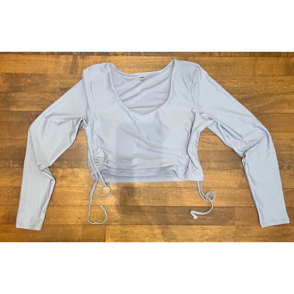 NWOT Old Navy Rash Guard Cropped Swim Top Long Sleeved Large in Blue Overall - Picture 2 of 4